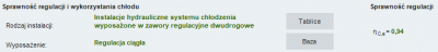 Rys 42. Okno doboru sprawności regulacji i wykorzystania chłodu